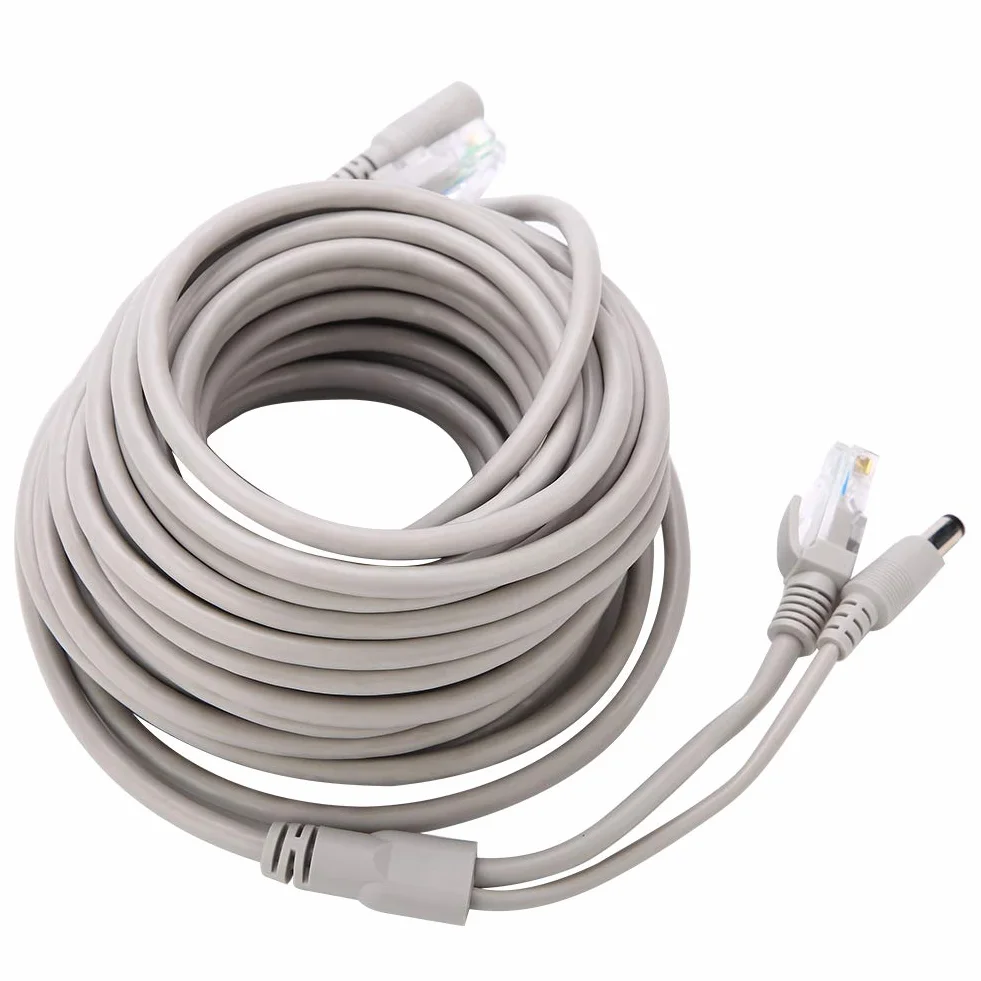 KIMISS Kabel Ethernet CCTV RJ45+DC 10M dla kamer IP i NVR, Cat 5, 10/100Mbps, zasilanie przez DC