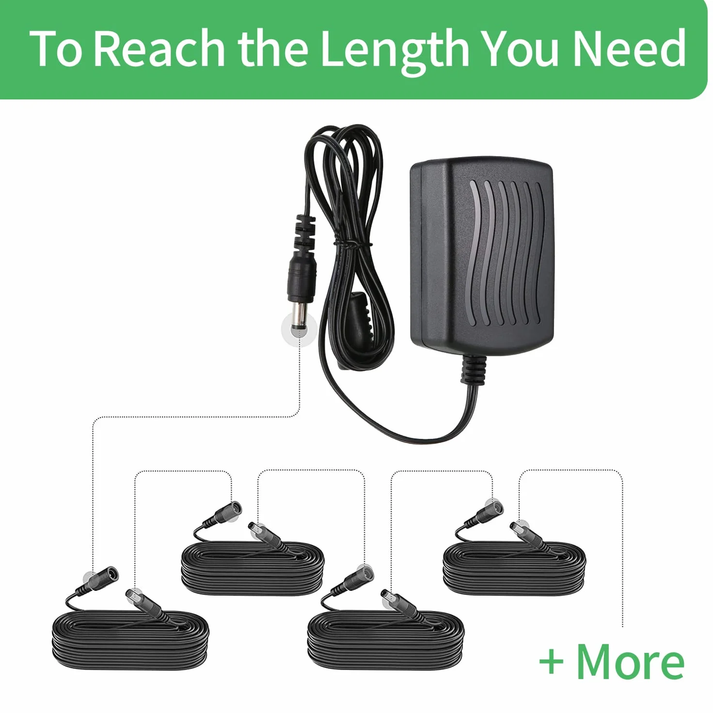 Kabel przedłużający prądu stałego 10 m, wtyczka 5,5 mm x 2,1 mm, wtyczka męska do żeńskiego, DC 5 V 6 V 9 V 12 V 24 V do kamer bezpieczeństwa, DVR, routera, drukarki, taśmy LED, czarny