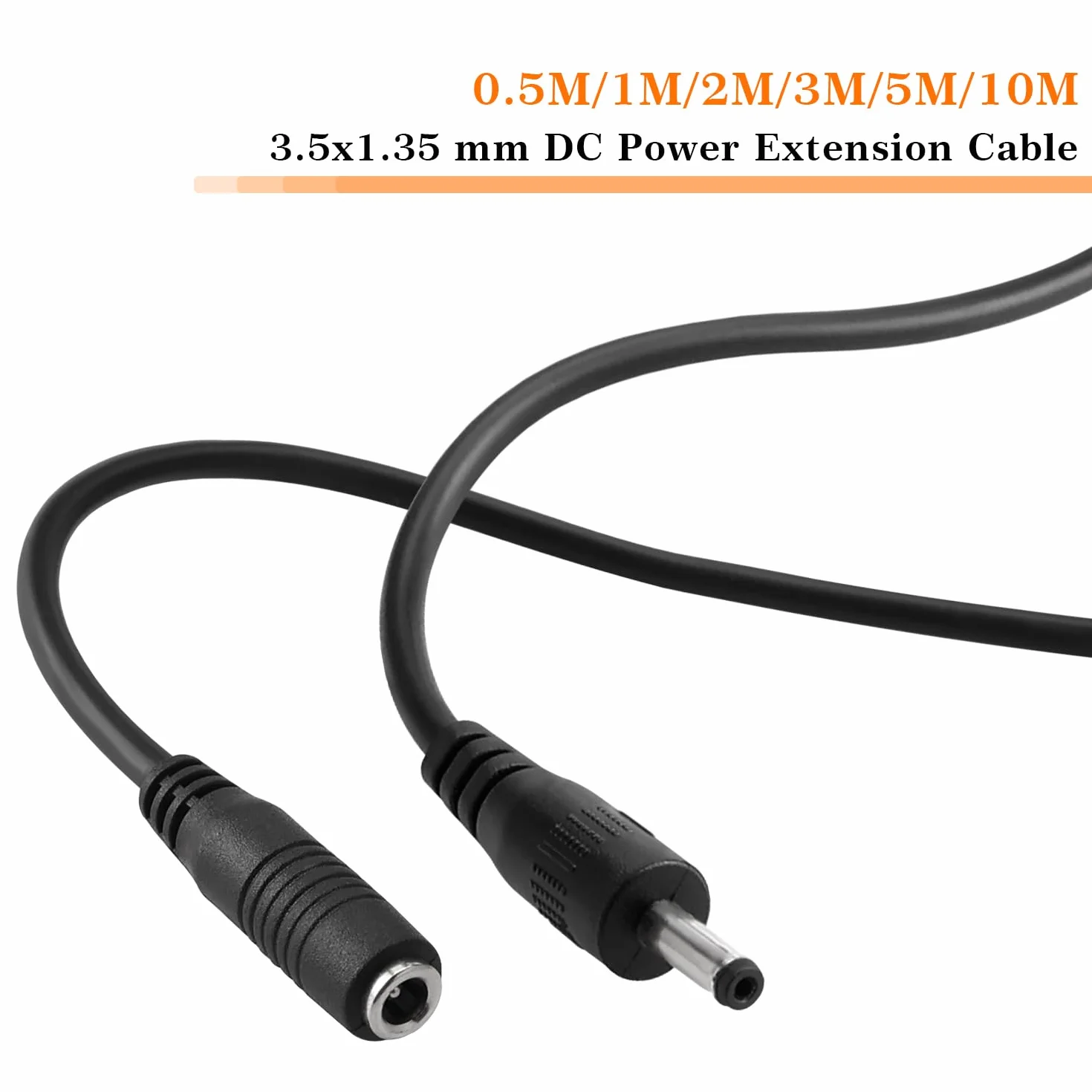 2 Sztuk 1m 22 AWG 3.5x1.35 mm 24V 12V Przedłużacz Zasilania DC, Przedłużacz z Wtyczką Męską do żEńSkiej DC, do Taśm LED, Kamer Monitorujących, Czarny
