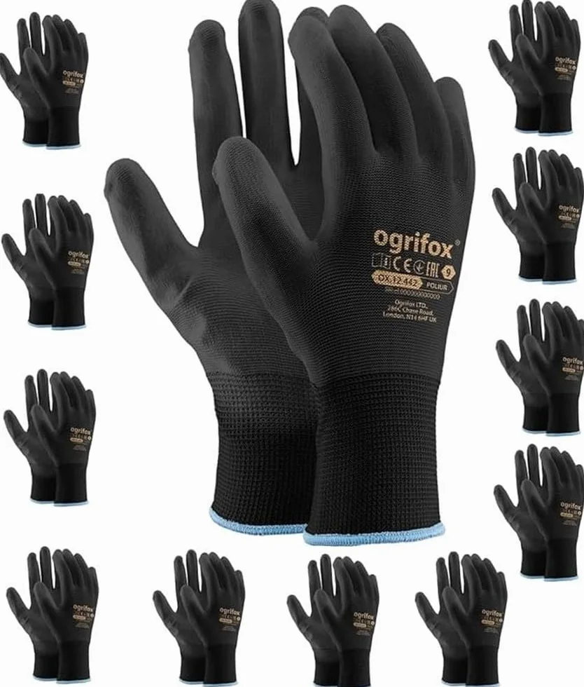 Ogrifox OX-Poliur_Bb10 rękawice ochronne, OX.12.442 poliur, czarne, rozm. - 10, 12 par