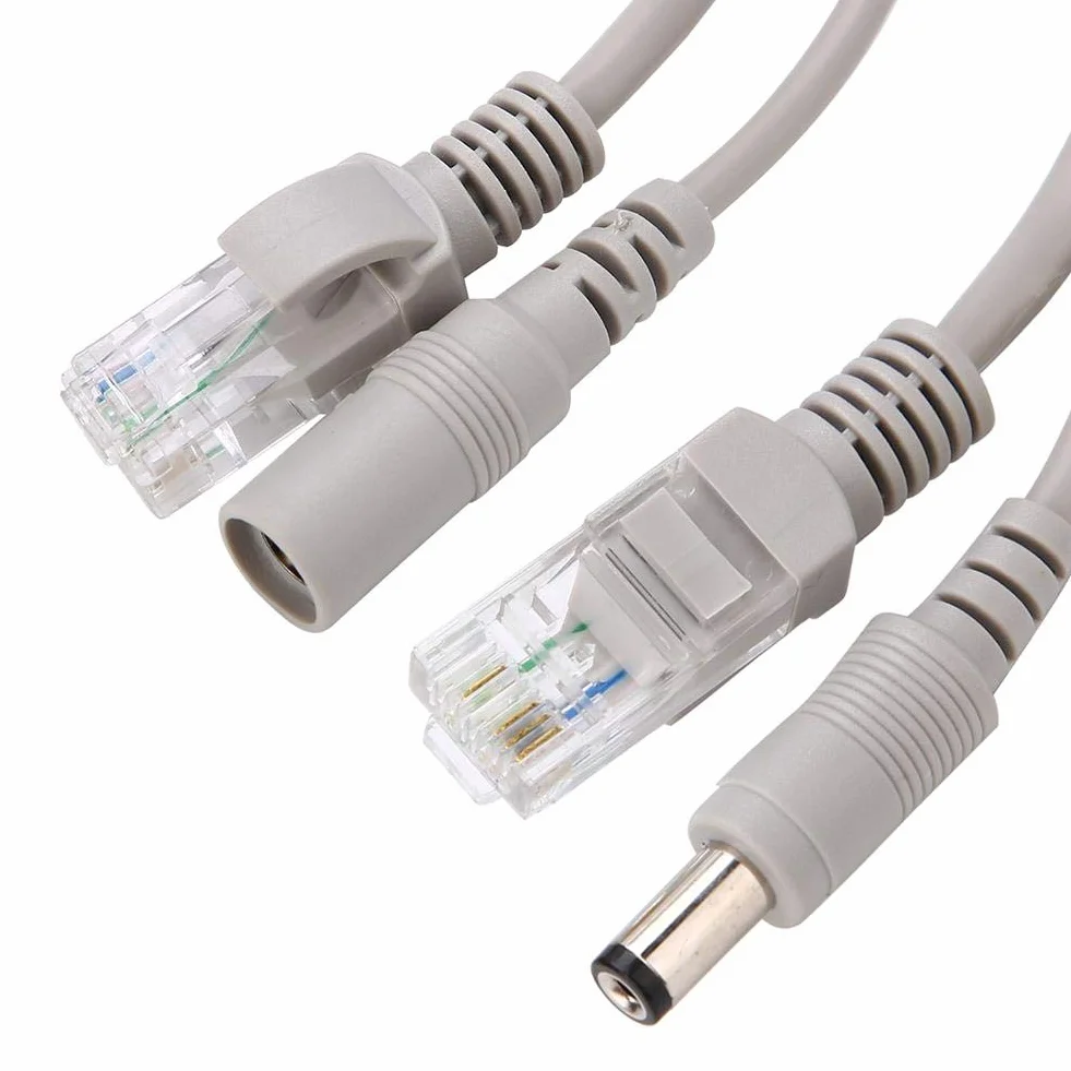 KIMISS Kabel Ethernet CCTV RJ45+DC 10M dla kamer IP i NVR, Cat 5, 10/100Mbps, zasilanie przez DC