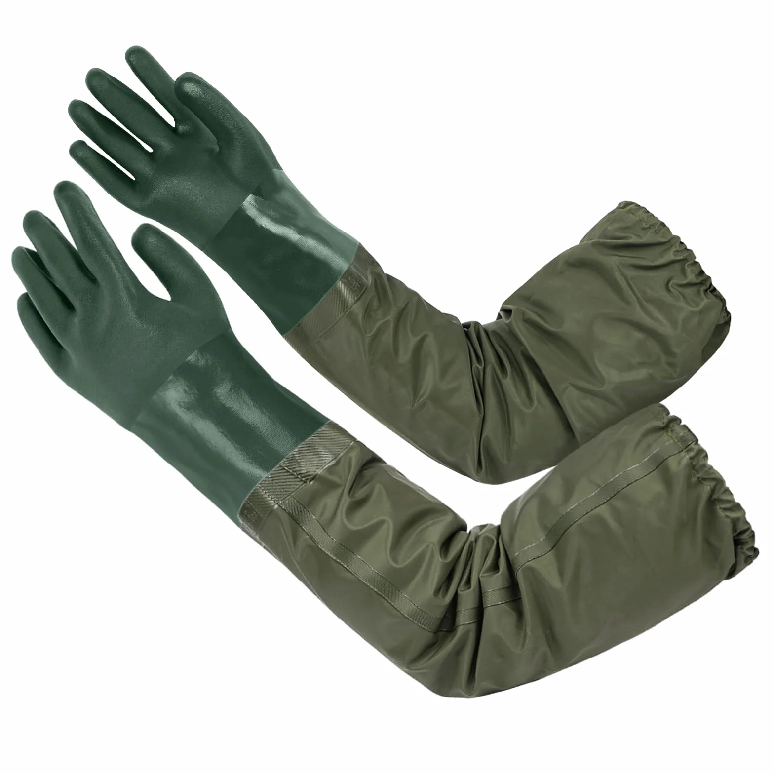 Pond Gloves, 71cm Długie Rękawice do Czyszczenia Stawu, Gumowe Rękawice do Piaskowania, Rękawice do Pielęgnacji Stawu do Akwarium, Ogrodnictwa, Rybołówstwa, dla Mężczyzn I Kobiet (Zielone)