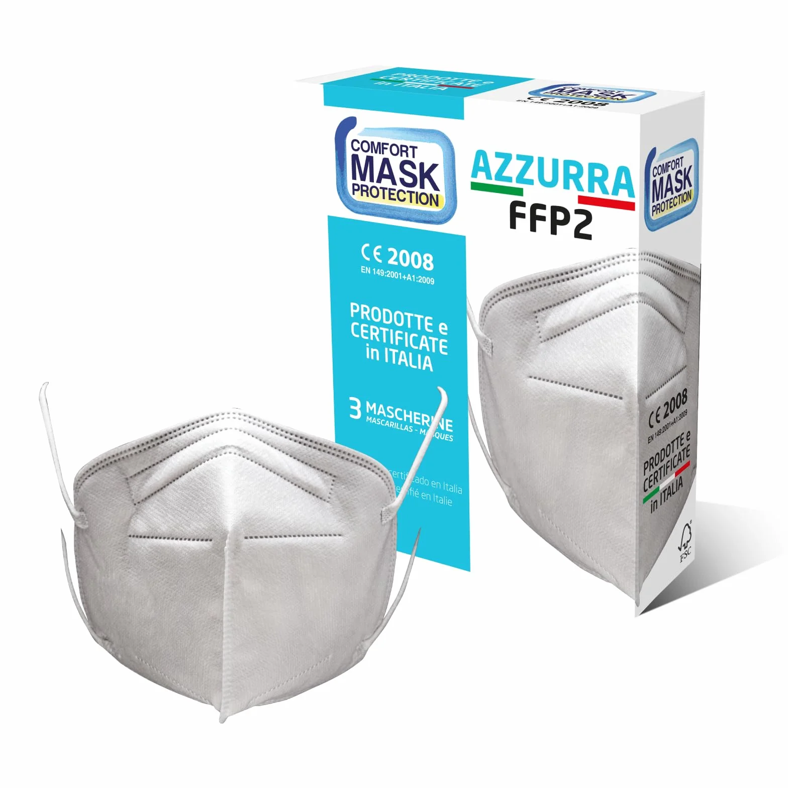 FFP2 jasnoniebieski, biały, 3 szt