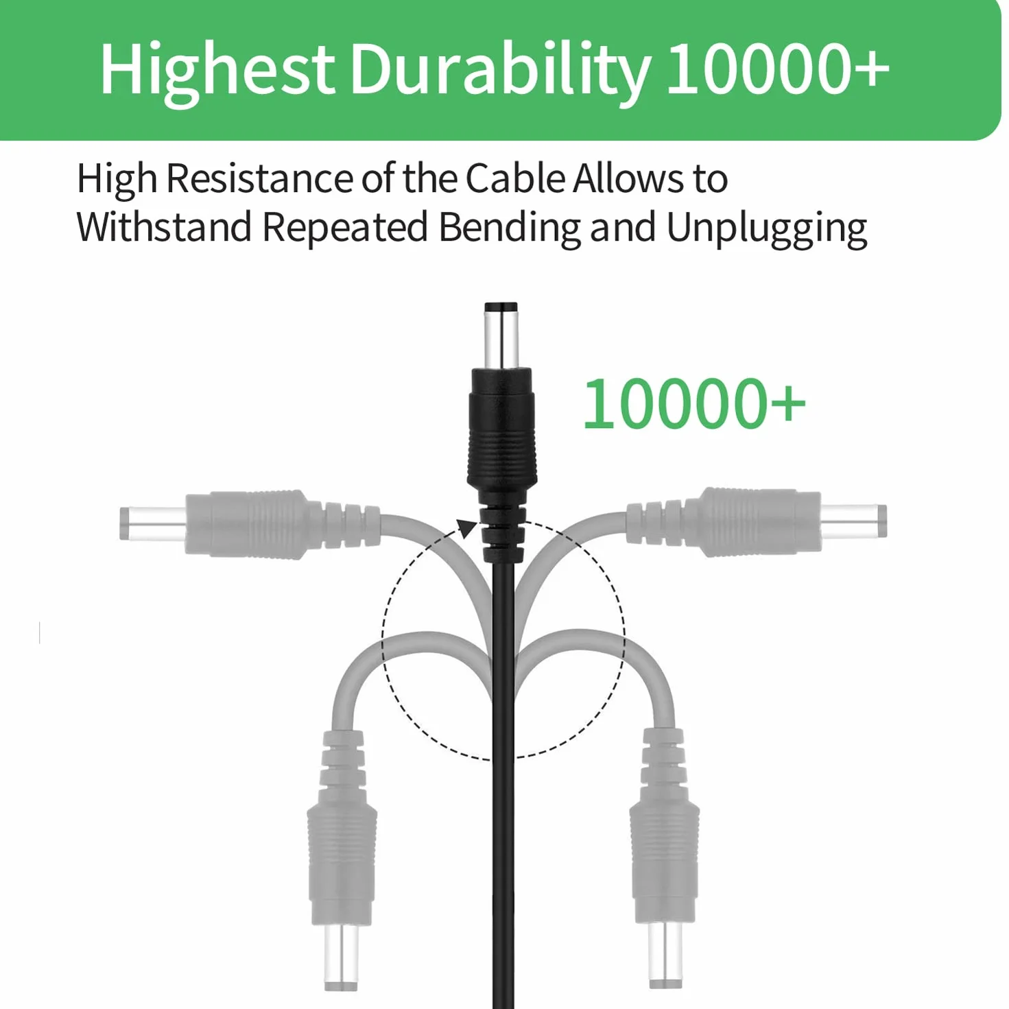 Kabel przedłużający prądu stałego 10 m, wtyczka 5,5 mm x 2,1 mm, wtyczka męska do żeńskiego, DC 5 V 6 V 9 V 12 V 24 V do kamer bezpieczeństwa, DVR, routera, drukarki, taśmy LED, czarny