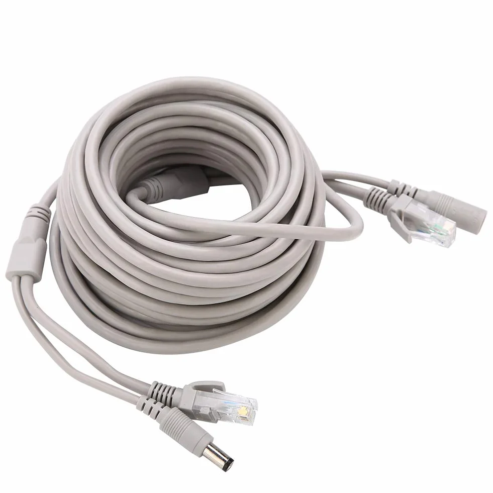 KIMISS Kabel Ethernet CCTV RJ45+DC 10M dla kamer IP i NVR, Cat 5, 10/100Mbps, zasilanie przez DC